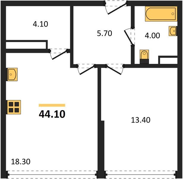 Фото №1: 1-комнатная квартира 44&nbsp;м², 16/16&nbsp;эт. - Краснодар, Прикубанский внутригородской округ, мкр. Догма Парк, ул. Марины Цветаевой, 34