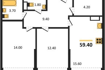 Фото №1: 2-комнатная квартира 59 м², 16/16 эт. - Краснодар, мкр. Догма Парк, ул. Марины Цветаевой, 34