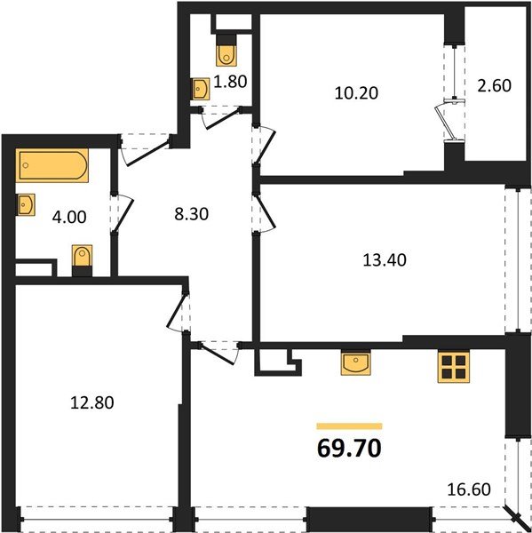 Фото №1: 3-комнатная квартира 69&nbsp;м², 15/16&nbsp;эт. - Краснодар, Прикубанский внутригородской округ, мкр. Догма Парк, ул. Марины Цветаевой, 34