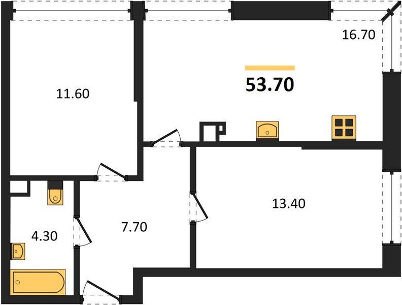 Фото №1: 2-комнатная квартира 53&nbsp;м², 4/16&nbsp;эт. - Краснодар, Прикубанский внутригородской округ, мкр. Догма Парк, ул. Марины Цветаевой, 34