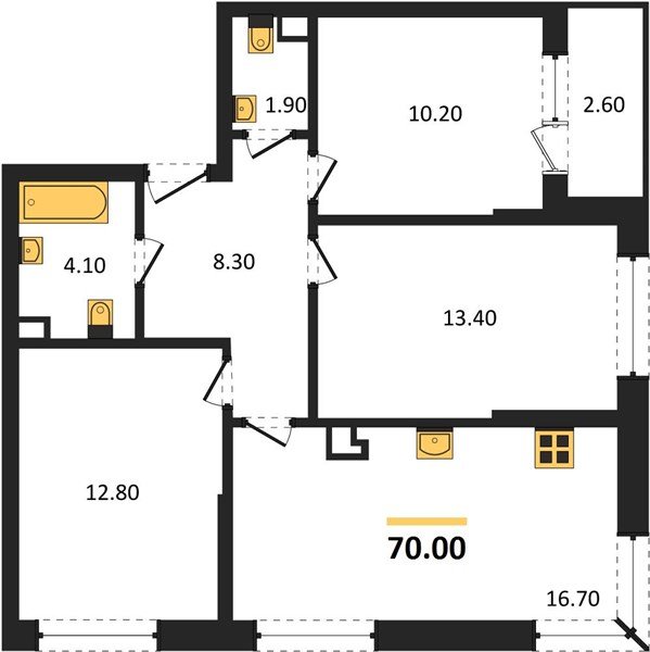 Фото №1: 3-комнатная квартира 70&nbsp;м², 5/16&nbsp;эт. - Краснодар, Прикубанский внутригородской округ, мкр. Догма Парк, ул. Марины Цветаевой, 34