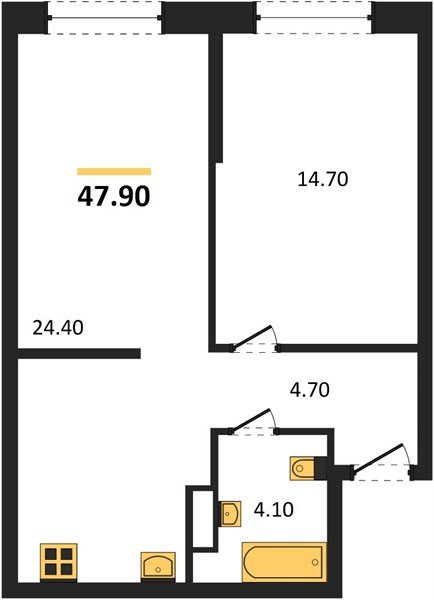 Фото №1: 1-комнатная квартира 47&nbsp;м², 8/16&nbsp;эт. - Краснодар, Прикубанский внутригородской округ, мкр. Догма Парк, ул. Марины Цветаевой, 34