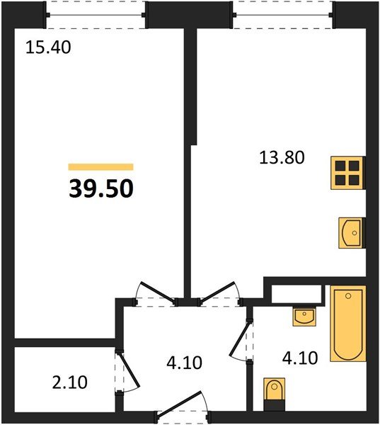 Фото №1: 1-комнатная квартира 39&nbsp;м², 4/16&nbsp;эт. - Краснодар, Прикубанский внутригородской округ, мкр. Догма Парк, ул. Марины Цветаевой, 34