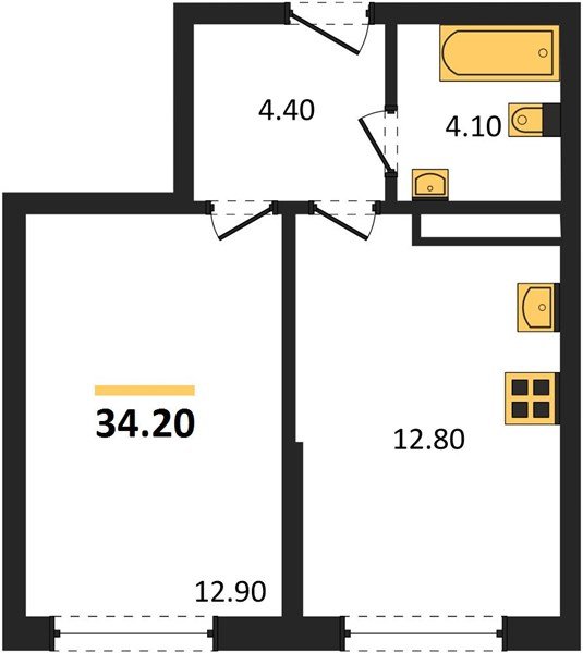 Фото №1: 1-комнатная квартира 34&nbsp;м², 4/16&nbsp;эт. - Краснодар, Прикубанский внутригородской округ, мкр. Догма Парк, ул. Марины Цветаевой, 34
