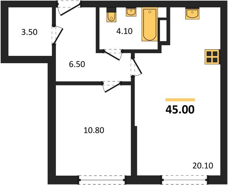 Фото №1: 1-комнатная квартира 45&nbsp;м², 8/16&nbsp;эт. - Краснодар, Прикубанский внутригородской округ, мкр. Догма Парк, ул. Марины Цветаевой, 34