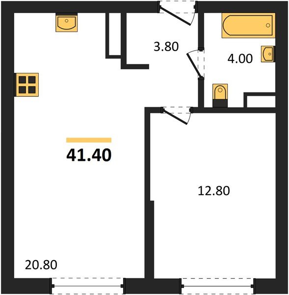 Фото №1: 1-комнатная квартира 41&nbsp;м², 14/16&nbsp;эт. - Краснодар, Прикубанский внутригородской округ, мкр. Догма Парк, ул. Марины Цветаевой, 34