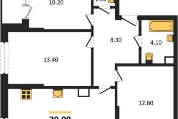 Фото №1: 3-комнатная квартира 70 м², 8/16 эт. - Краснодар, мкр. Догма Парк, ул. Марины Цветаевой, 34