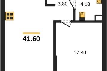 Фото №1: 1-комнатная квартира 41 м², 6/16 эт. - Краснодар, мкр. Догма Парк, ул. Марины Цветаевой, 34
