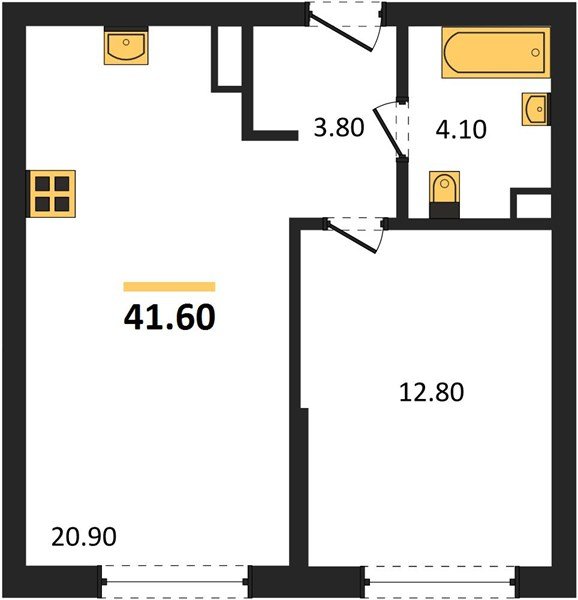 Фото №1: 1-комнатная квартира 41&nbsp;м², 6/16&nbsp;эт. - Краснодар, Прикубанский внутригородской округ, мкр. Догма Парк, ул. Марины Цветаевой, 34
