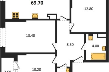 Фото №1: 3-комнатная квартира 69 м², 13/16 эт. - Краснодар, мкр. Догма Парк, ул. Марины Цветаевой, 33