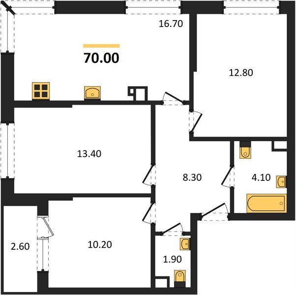 Фото №1: 3-комнатная квартира 70&nbsp;м², 3/16&nbsp;эт. - Краснодар, Прикубанский внутригородской округ, мкр. Догма Парк, ул. Марины Цветаевой, 33