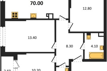 Фото №1: 3-комнатная квартира 70 м², 4/16 эт. - Краснодар, мкр. Догма Парк, ул. Марины Цветаевой, 33