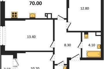 Фото №1: 3-комнатная квартира 70 м², 8/16 эт. - Краснодар, мкр. Догма Парк, ул. Марины Цветаевой, 33