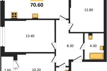 Фото №1: 3-комнатная квартира 70 м², 2/16 эт. - Краснодар, мкр. Догма Парк, ул. Марины Цветаевой, 33