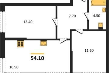 Фото №1: 2-комнатная квартира 54 м², 2/16 эт. - Краснодар, мкр. Догма Парк, ул. Марины Цветаевой, 33