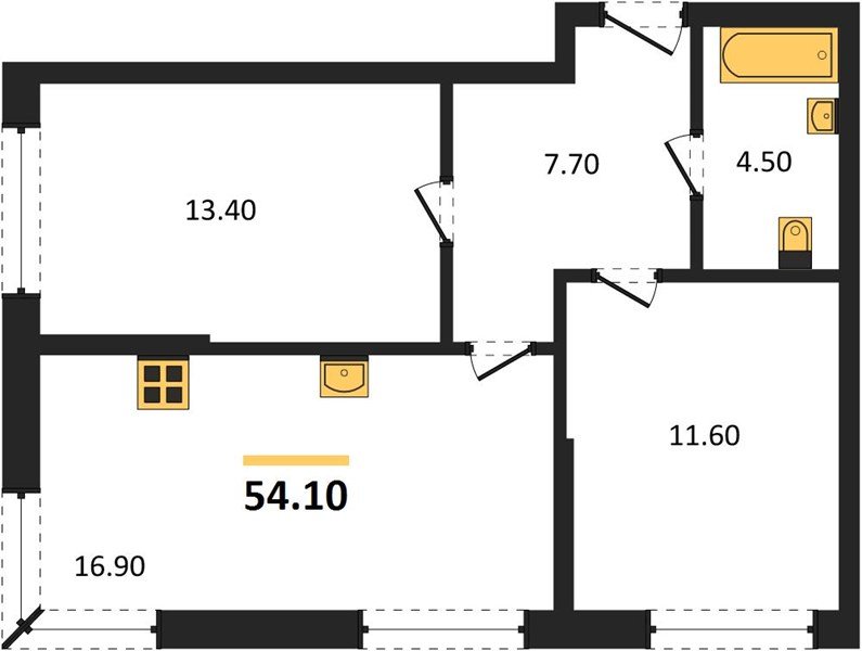 Фото №1: 2-комнатная квартира 54&nbsp;м², 2/16&nbsp;эт. - Краснодар, Прикубанский внутригородской округ, мкр. Догма Парк, ул. Марины Цветаевой, 33