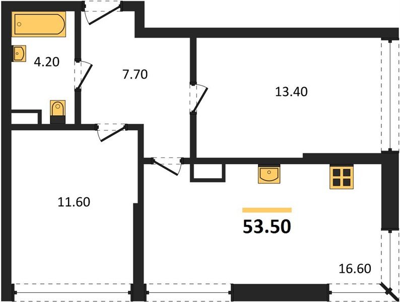 Фото №1: 2-комнатная квартира 53&nbsp;м², 15/16&nbsp;эт. - Краснодар, Прикубанский внутригородской округ, мкр. Догма Парк, ул. Марины Цветаевой, 33