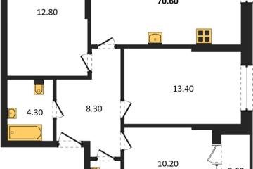Фото №1: 3-комнатная квартира 70 м², 2/16 эт. - Краснодар, мкр. Догма Парк, ул. Марины Цветаевой, 33