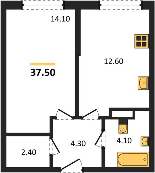 Фото №1: 1-комнатная квартира 37&nbsp;м², 4/16&nbsp;эт. - Краснодар, Прикубанский внутригородской округ, мкр. Догма Парк, ул. Марины Цветаевой, 33