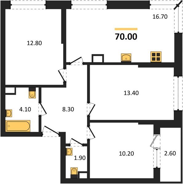 Фото №1: 3-комнатная квартира 70&nbsp;м², 6/16&nbsp;эт. - Краснодар, Прикубанский внутригородской округ, мкр. Догма Парк, ул. Марины Цветаевой, 33