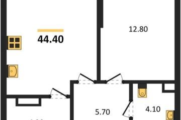 Фото №1: 1-комнатная квартира 44 м², 3/16 эт. - Краснодар, мкр. Догма Парк, ул. Марины Цветаевой, 33
