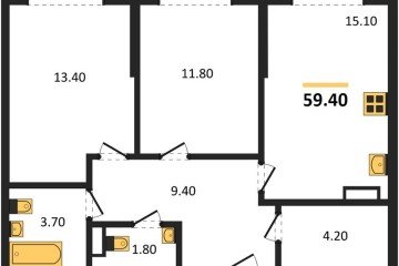 Фото №1: 2-комнатная квартира 59 м², 13/16 эт. - Краснодар, мкр. Догма Парк, ул. Марины Цветаевой, 33