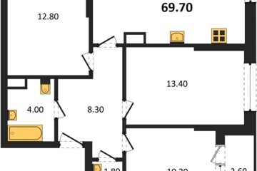 Фото №1: 3-комнатная квартира 69 м², 12/16 эт. - Краснодар, мкр. Догма Парк, ул. Марины Цветаевой, 33