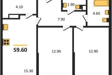 Фото №1: 2-комнатная квартира 59 м², 4/16 эт. - Краснодар, мкр. Догма Парк, ул. Марины Цветаевой, 35