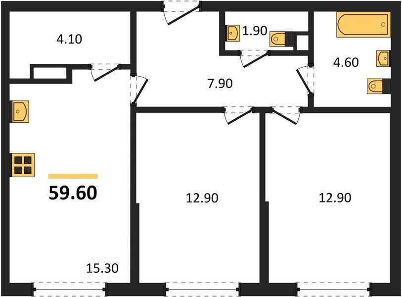 Фото №1: 2-комнатная квартира 59&nbsp;м², 4/16&nbsp;эт. - Краснодар, Прикубанский внутригородской округ, мкр. Догма Парк, ул. Марины Цветаевой, 35