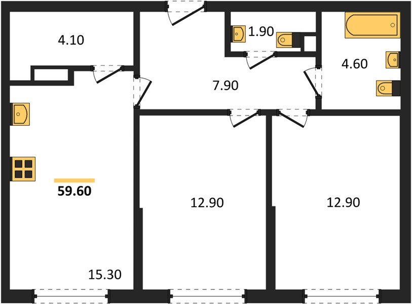 Фото №1: 2-комнатная квартира 59&nbsp;м², 8/16&nbsp;эт. - Краснодар, Прикубанский внутригородской округ, мкр. Догма Парк, ул. Марины Цветаевой, 35