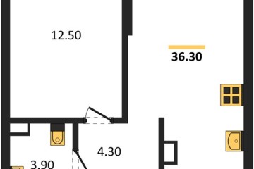 Фото №1: 1-комнатная квартира 36 м², 9/16 эт. - Краснодар, мкр. Догма Парк, ул. Марины Цветаевой, 35