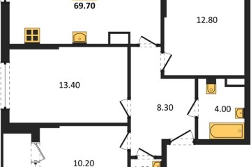 Фото №1: 3-комнатная квартира 69 м², 13/16 эт. - Краснодар, мкр. Догма Парк, ул. Марины Цветаевой, 35