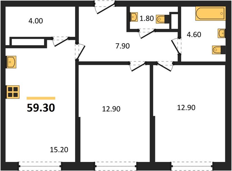Фото №1: 2-комнатная квартира 59&nbsp;м², 13/16&nbsp;эт. - Краснодар, Прикубанский внутригородской округ, мкр. Догма Парк, ул. Марины Цветаевой, 35