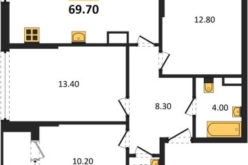 Фото №1: 3-комнатная квартира 69 м², 15/16 эт. - Краснодар, мкр. Догма Парк, ул. Марины Цветаевой, 35