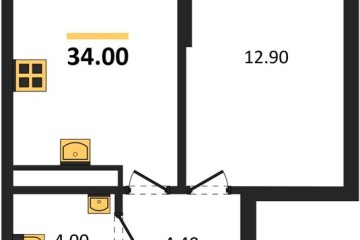 Фото №1: 1-комнатная квартира 34 м², 13/16 эт. - Краснодар, мкр. Догма Парк, ул. Марины Цветаевой, 35