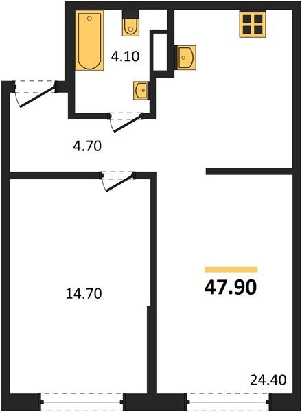 Фото №1: 1-комнатная квартира 47&nbsp;м², 5/16&nbsp;эт. - Краснодар, Прикубанский внутригородской округ, мкр. Догма Парк, ул. Марины Цветаевой, 35