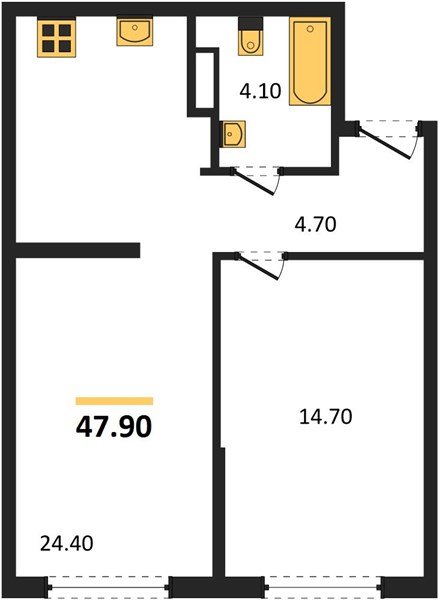 Фото №1: 1-комнатная квартира 47&nbsp;м², 9/16&nbsp;эт. - Краснодар, Прикубанский внутригородской округ, мкр. Догма Парк, ул. Марины Цветаевой, 35