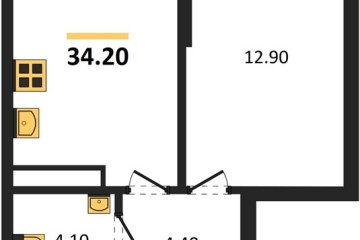 Фото №1: 1-комнатная квартира 34 м², 5/16 эт. - Краснодар, мкр. Догма Парк, ул. Марины Цветаевой, 35