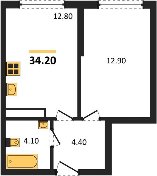 Фото №1: 1-комнатная квартира 34&nbsp;м², 5/16&nbsp;эт. - Краснодар, Прикубанский внутригородской округ, мкр. Догма Парк, ул. Марины Цветаевой, 35