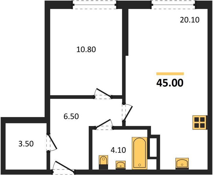 Фото №1: 1-комнатная квартира 45&nbsp;м², 3/16&nbsp;эт. - Краснодар, Прикубанский внутригородской округ, мкр. Догма Парк, ул. Марины Цветаевой, 35
