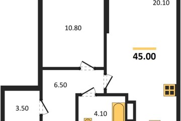 Фото №1: 1-комнатная квартира 45 м², 4/16 эт. - Краснодар, мкр. Догма Парк, ул. Марины Цветаевой, 35