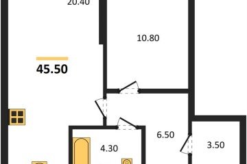 Фото №1: 1-комнатная квартира 45 м², 2/16 эт. - Краснодар, мкр. Догма Парк, ул. Марины Цветаевой, 35