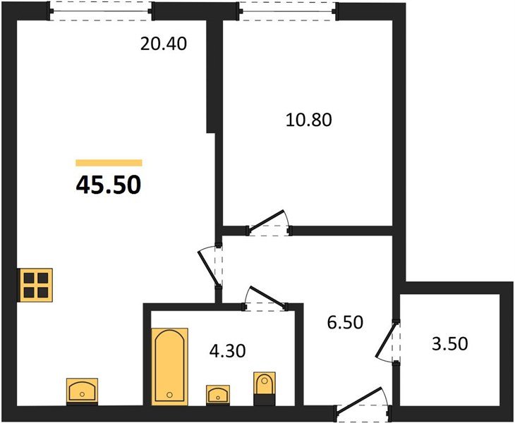 Фото №1: 1-комнатная квартира 45&nbsp;м², 2/16&nbsp;эт. - Краснодар, Прикубанский внутригородской округ, мкр. Догма Парк, ул. Марины Цветаевой, 35