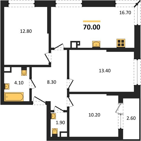 Фото №1: 3-комнатная квартира 70&nbsp;м², 4/16&nbsp;эт. - Краснодар, Прикубанский внутригородской округ, мкр. Догма Парк, ул. Марины Цветаевой, 35