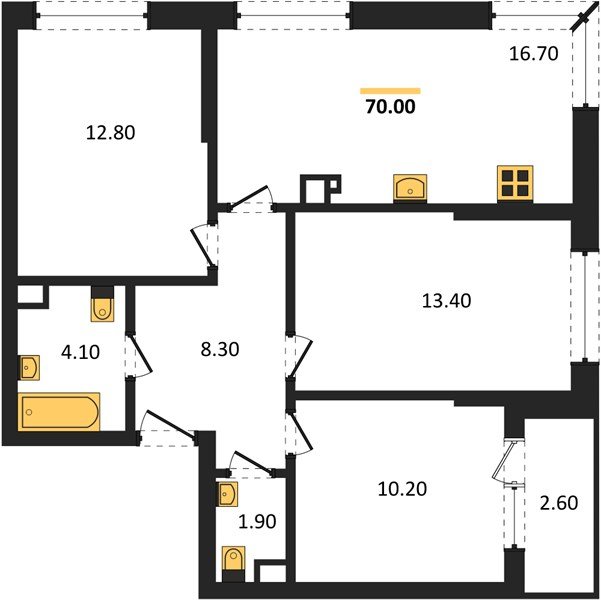 Фото №1: 3-комнатная квартира 70&nbsp;м², 9/16&nbsp;эт. - Краснодар, Прикубанский внутригородской округ, мкр. Догма Парк, ул. Марины Цветаевой, 35