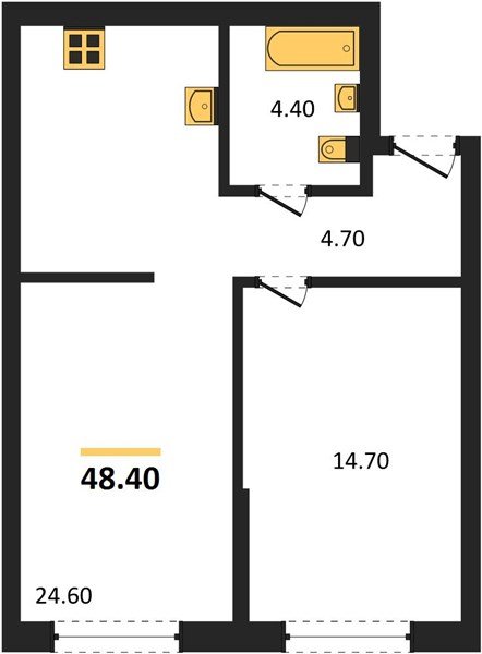 Фото №1: 1-комнатная квартира 48&nbsp;м², 2/16&nbsp;эт. - Краснодар, Прикубанский внутригородской округ, мкр. Догма Парк, ул. Марины Цветаевой, 35