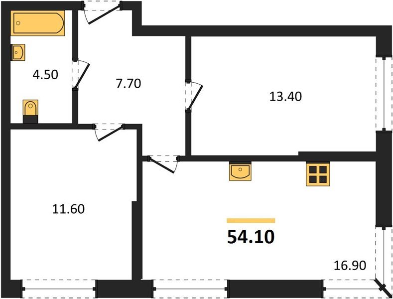 Фото №1: 2-комнатная квартира 54&nbsp;м², 2/16&nbsp;эт. - Краснодар, Прикубанский внутригородской округ, мкр. Догма Парк, ул. Марины Цветаевой, 35