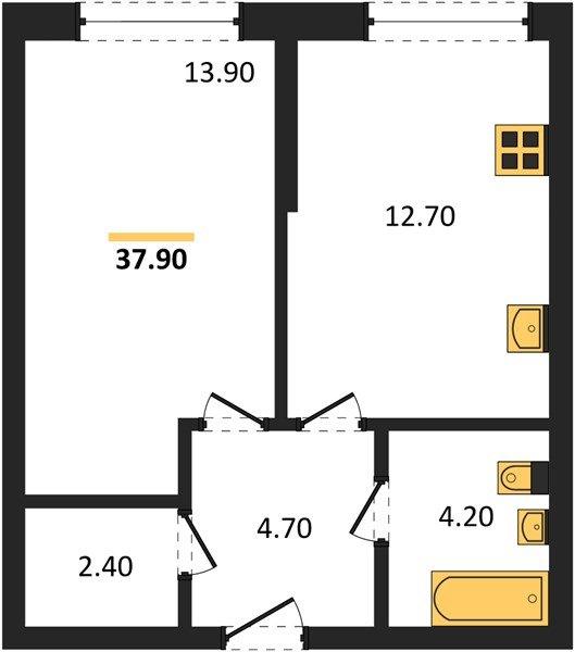 Фото №1: 1-комнатная квартира 37&nbsp;м², 2/16&nbsp;эт. - Краснодар, Прикубанский внутригородской округ, мкр. Догма Парк, ул. Марины Цветаевой, 35