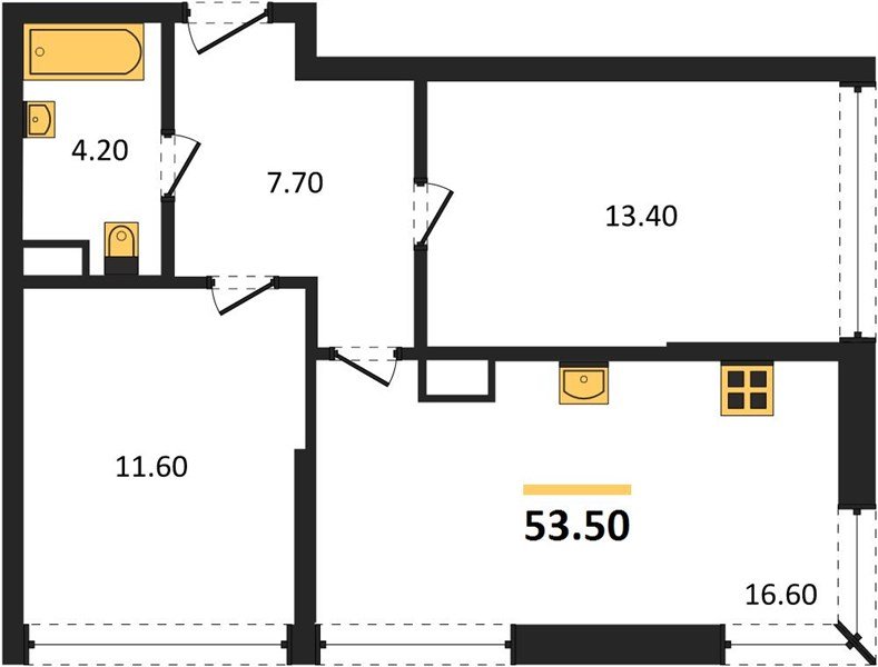 Фото №1: 2-комнатная квартира 53&nbsp;м², 15/16&nbsp;эт. - Краснодар, Прикубанский внутригородской округ, мкр. Догма Парк, ул. Марины Цветаевой, 35