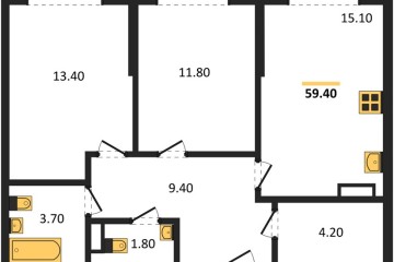 Фото №1: 2-комнатная квартира 59 м², 14/16 эт. - Краснодар, мкр. Догма Парк, ул. Марины Цветаевой, 35
